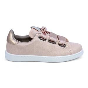 NEW VICTORIA women's satin ribbon lace-up sneakers in rosa